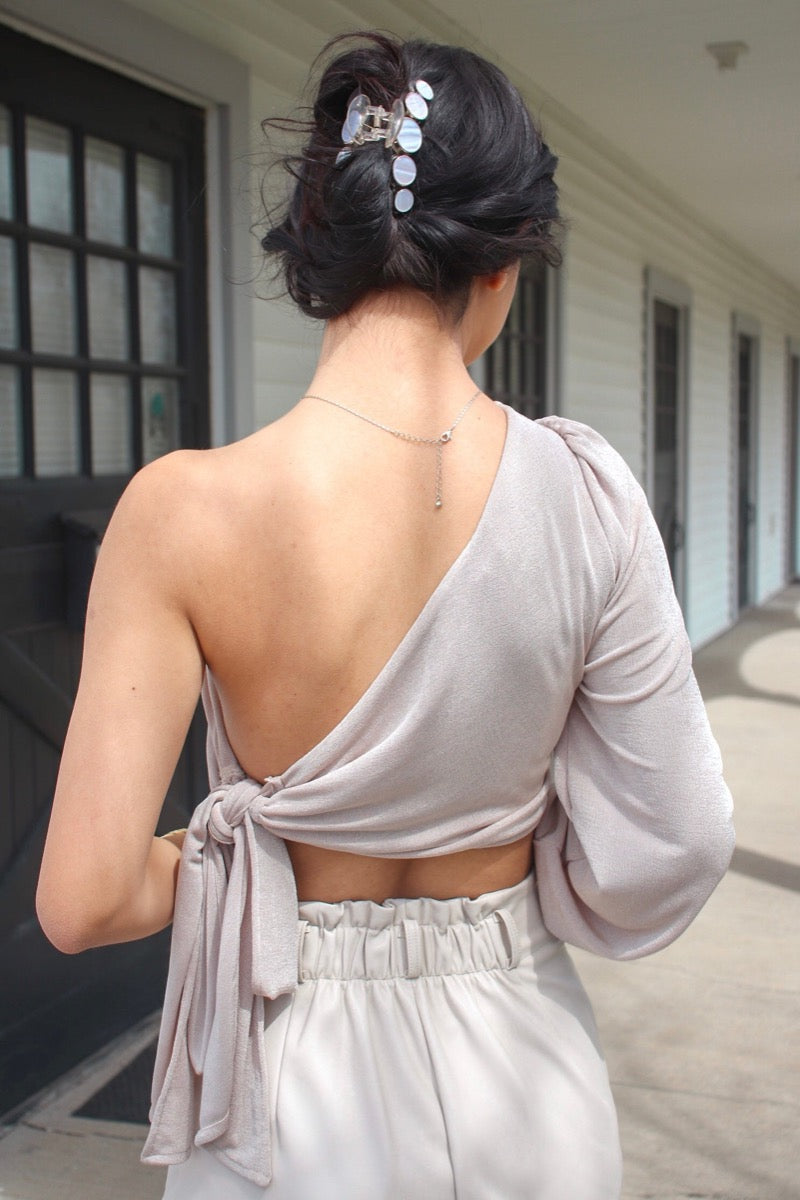 Glen One Shoulder Top Champagne